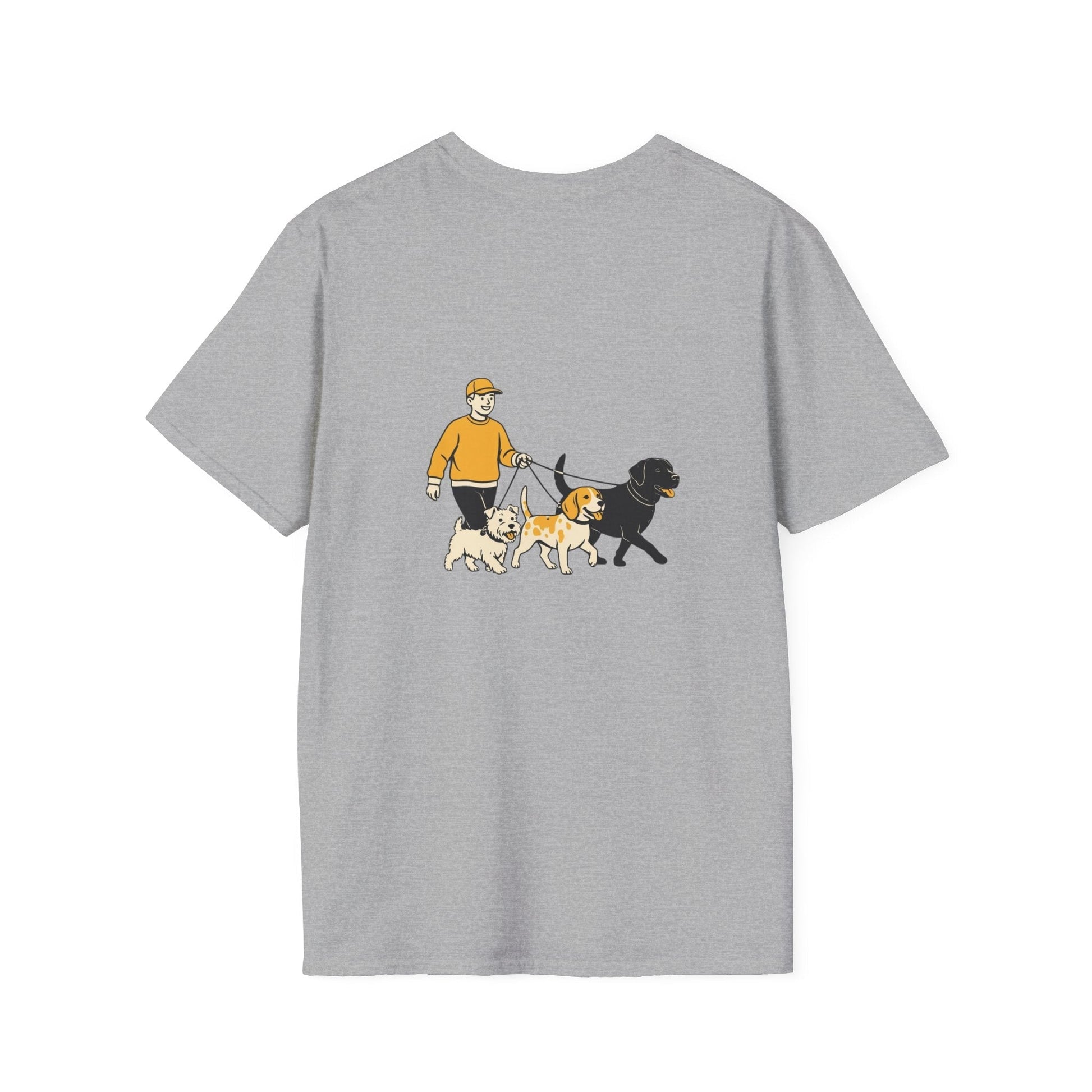 Professional Dog Walker Shirt with black and white dog illustration on lightweight cotton tee