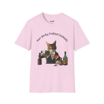 Crafted Cocktails Unisex Soft T-shirt Playful Design for Cat lovers