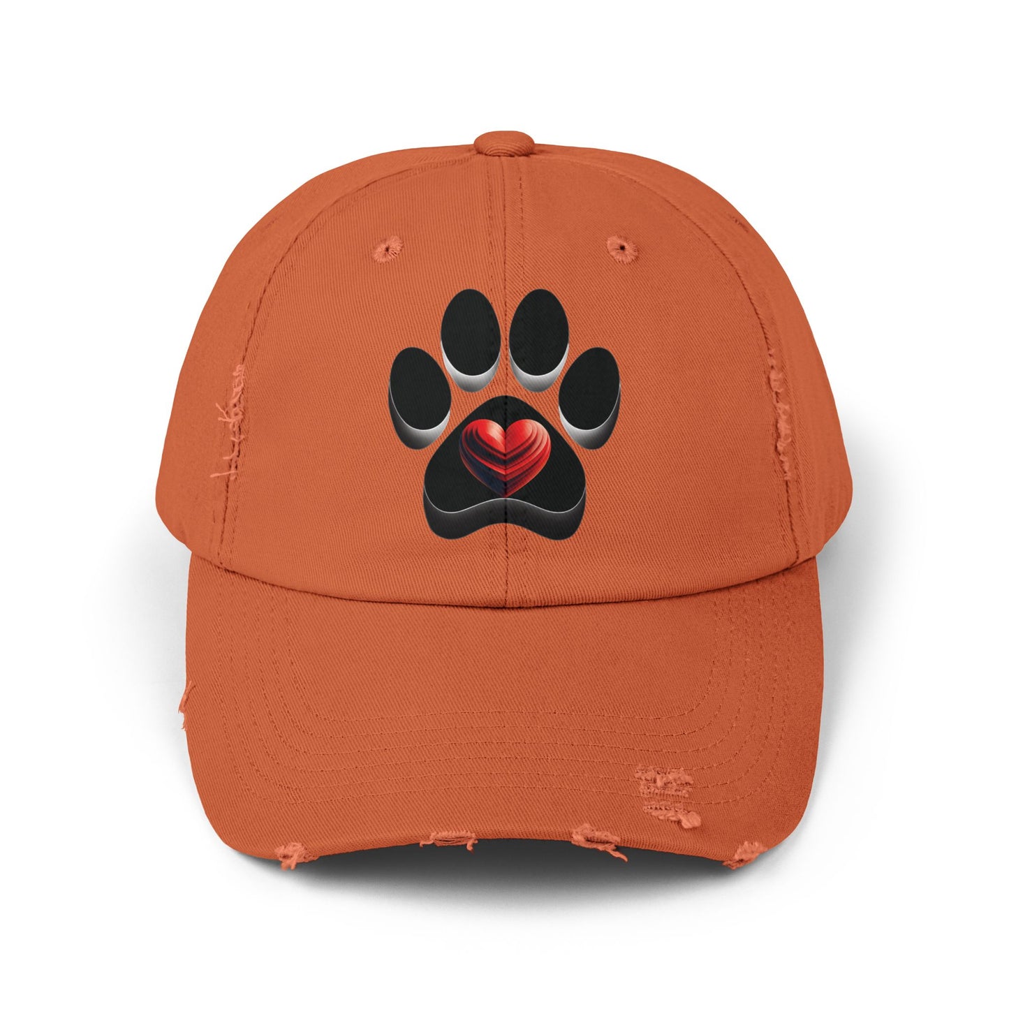 Paw Heart Unisex Distressed Cap