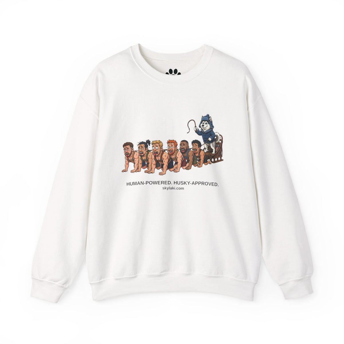 Human Powered Husky Sled - A funny Twist on A Classic Sled Ride Unisex Sweatshirt by Skylaki
