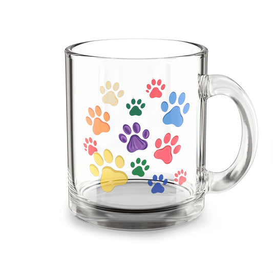 Glass Mugs Paw Print Design - Ideal 10oz Mug ideal for pet Lovers