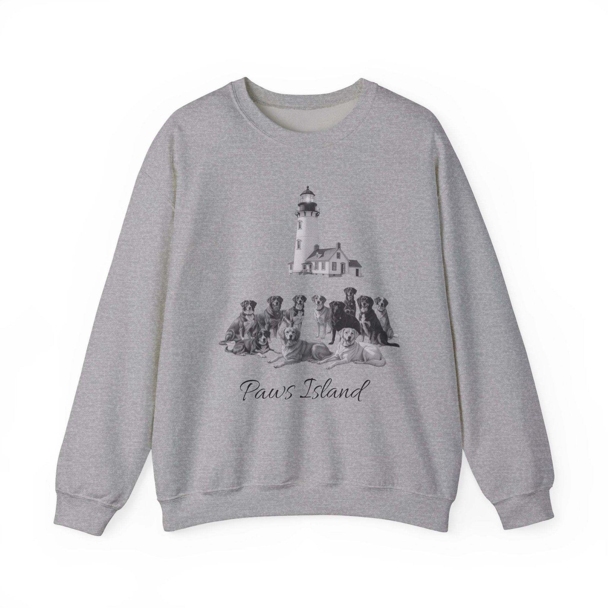 Paws Island Lighthouse Sweatshirt — Coastal Dog Lover Cozy Crewneck