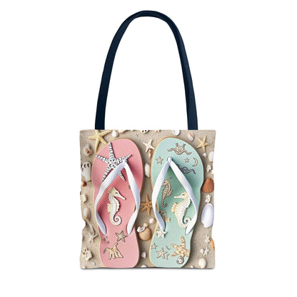 Flip Flop Tote, Casual Shopper Bag, Vacation Carryall, Nautical Style 
