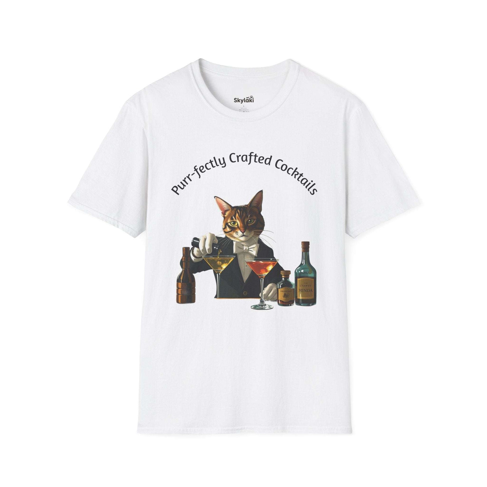 Crafted Cocktails Unisex Soft T-shirt Playful Design for Cat lovers