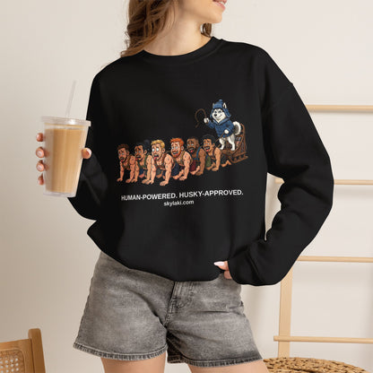 Human Powered Husky Sled - A funny Twist on A Classic Sled Ride Unisex Sweatshirt by Skylaki