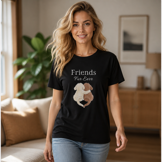 Unisex Friends Fur Ever Dog Shirt Skylaki in casual fit with reinforced shoulders and ribbed collar