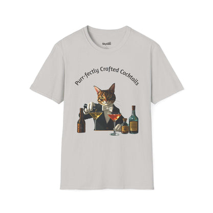 Crafted Cocktails Unisex Soft T-shirt Playful Design for Cat lovers
