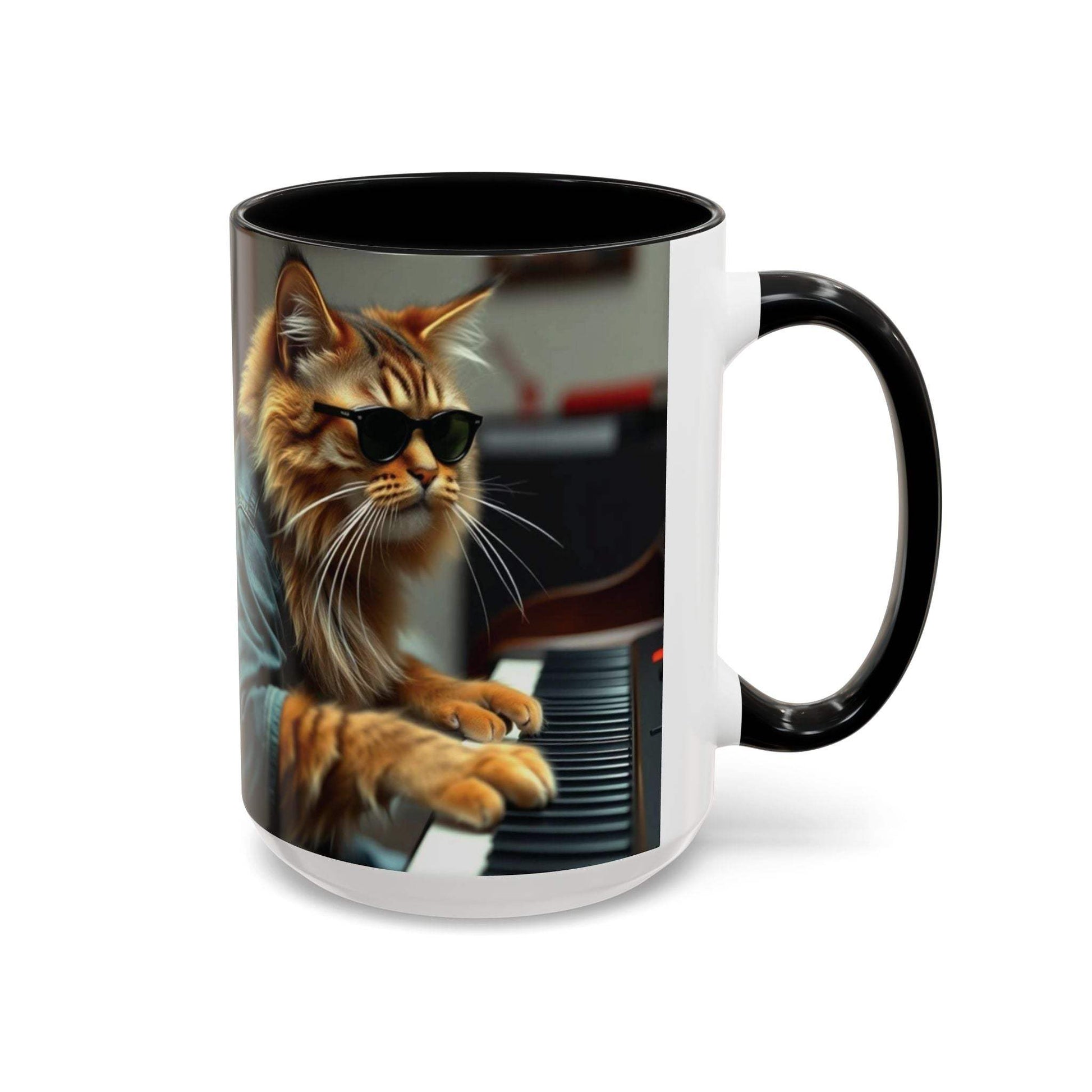 Cool Cat Musician Coffee Mug with fun design, perfect gift for cat lovers.