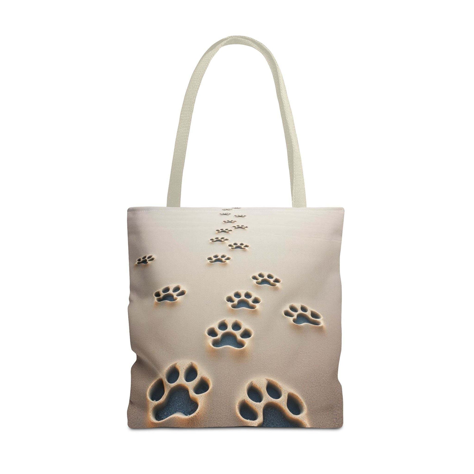 Paw Print Tote Bag with casual design and reinforced handles, perfect for pet lovers.