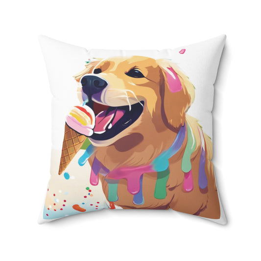 Ice Cream Dog Spun Polyester Square Pillow