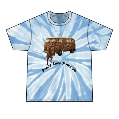 Peace Love Paws Up Tie-Dye Tee carefree vibe to everyday wear.