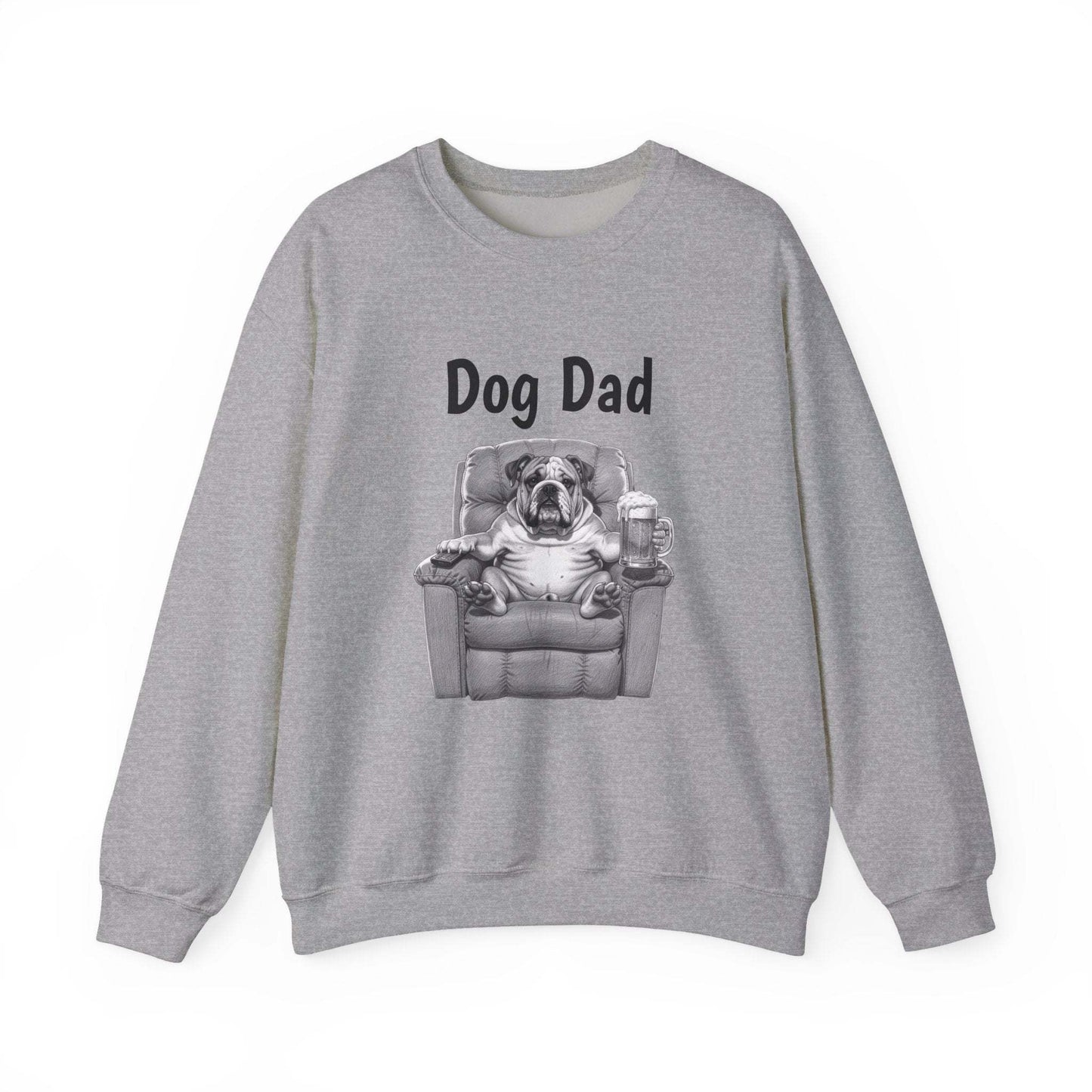Dog Dad Sweatshirt – Funny Bulldog in Recliner Crewneck for Dog Lovers