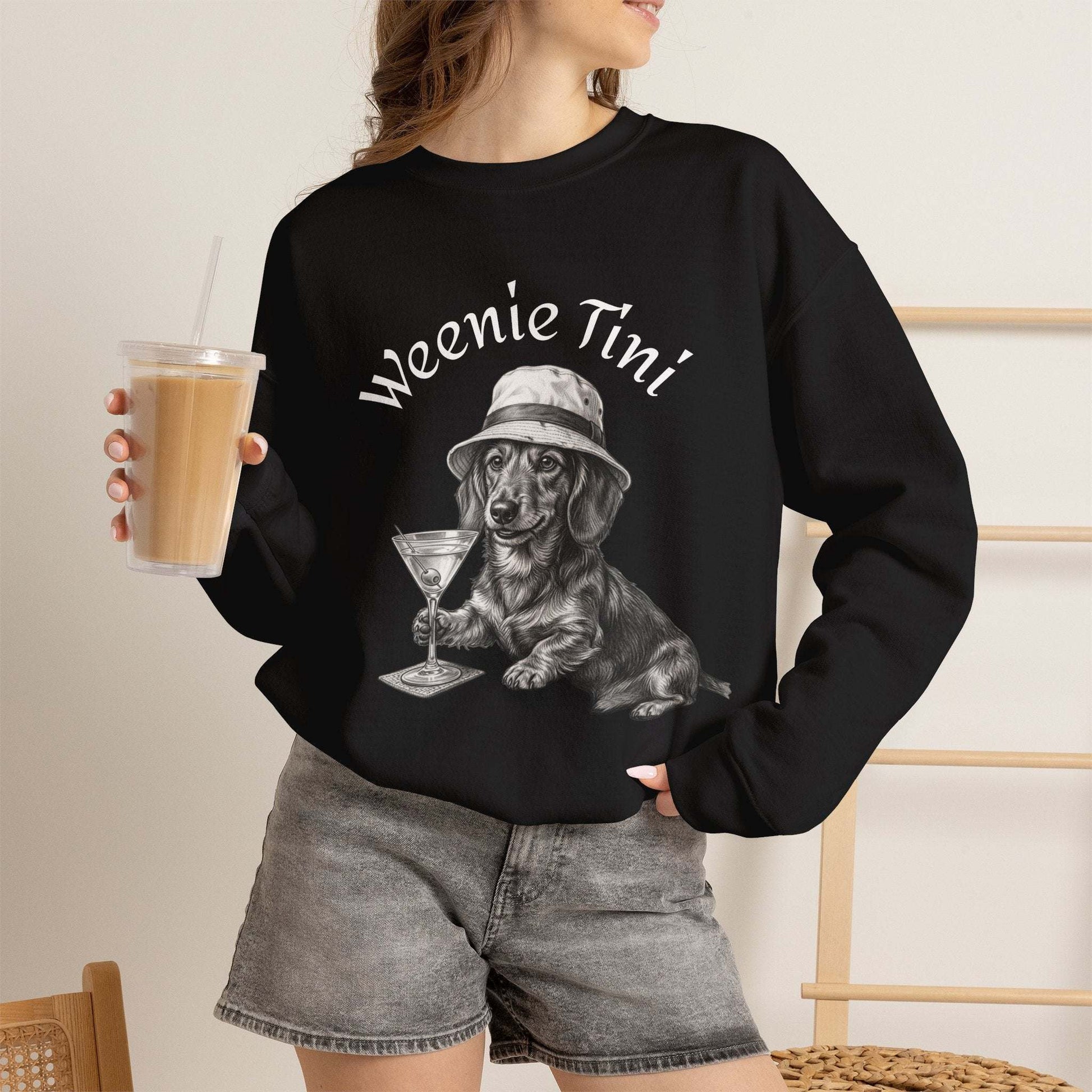 Skylaki Brand Unisex— 'Weenie Tini' Dachshund Cocktail Crewneck