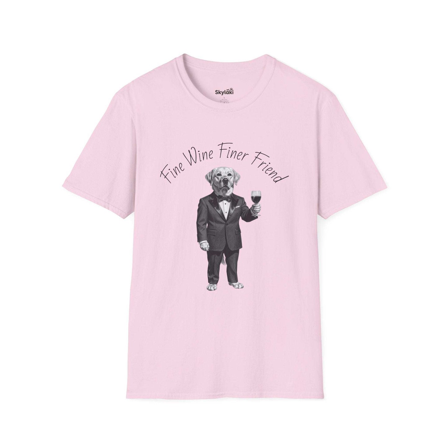 Wine Lover Dog T Shirt — "Fine Wine, Finer Friend" Graphic Tee