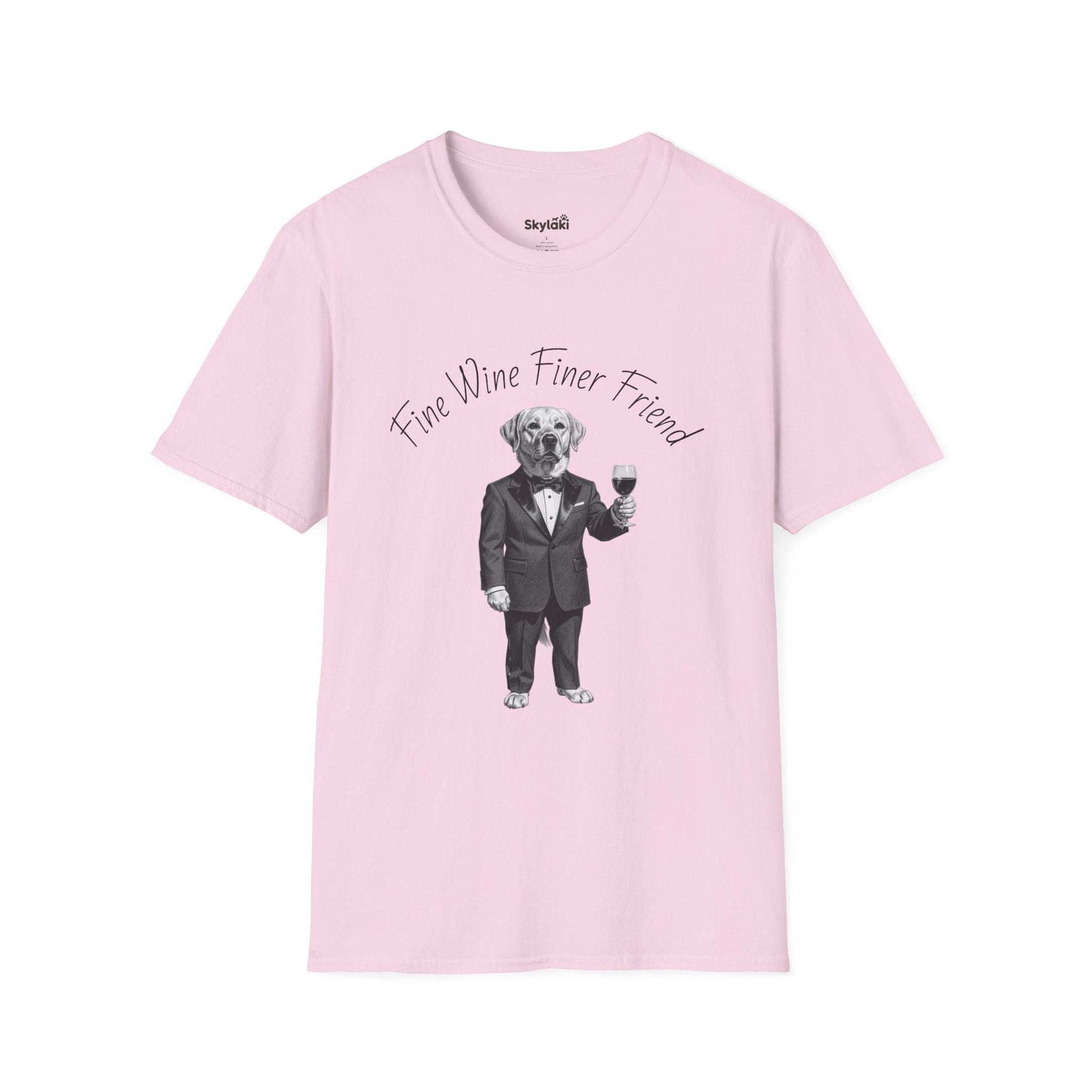 Wine Lover Dog T Shirt — "Fine Wine, Finer Friend" Graphic Tee