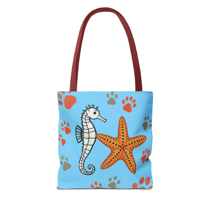 Beach Tote Bag Ocean-Inspired | Seahorse & Starfish Design | Beach Bag