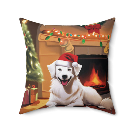 ChristMas Pup Spun Polyester Square Pillow