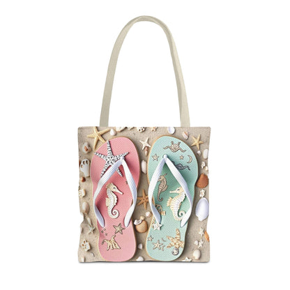 Flip Flop Tote, Casual Shopper Bag, Vacation Carryall, Nautical Style 