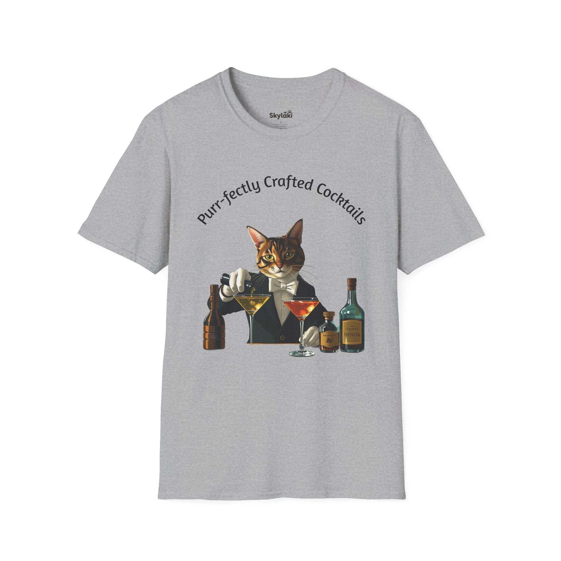 Crafted Cocktails Unisex Soft T-shirt Playful Design for Cat lovers
