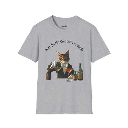 Crafted Cocktails Unisex Soft T-shirt Playful Design for Cat lovers