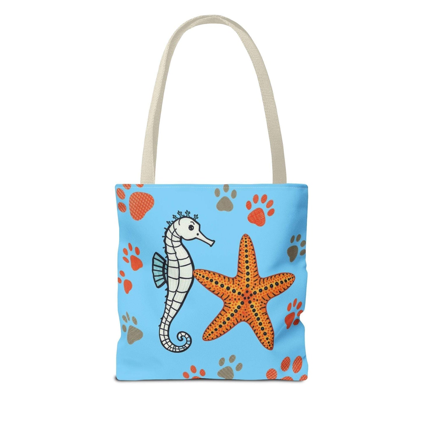 Beach Tote Bag Ocean-Inspired | Seahorse & Starfish Design | Beach Bag