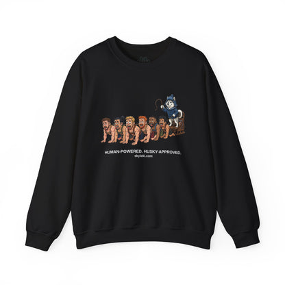 Human Powered Husky Sled - A funny Twist on A Classic Sled Ride Unisex Sweatshirt by Skylaki