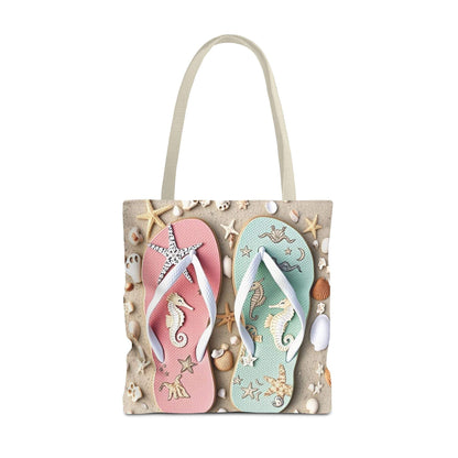 Flip Flop Tote, Casual Shopper Bag, Vacation Carryall, Nautical Style 