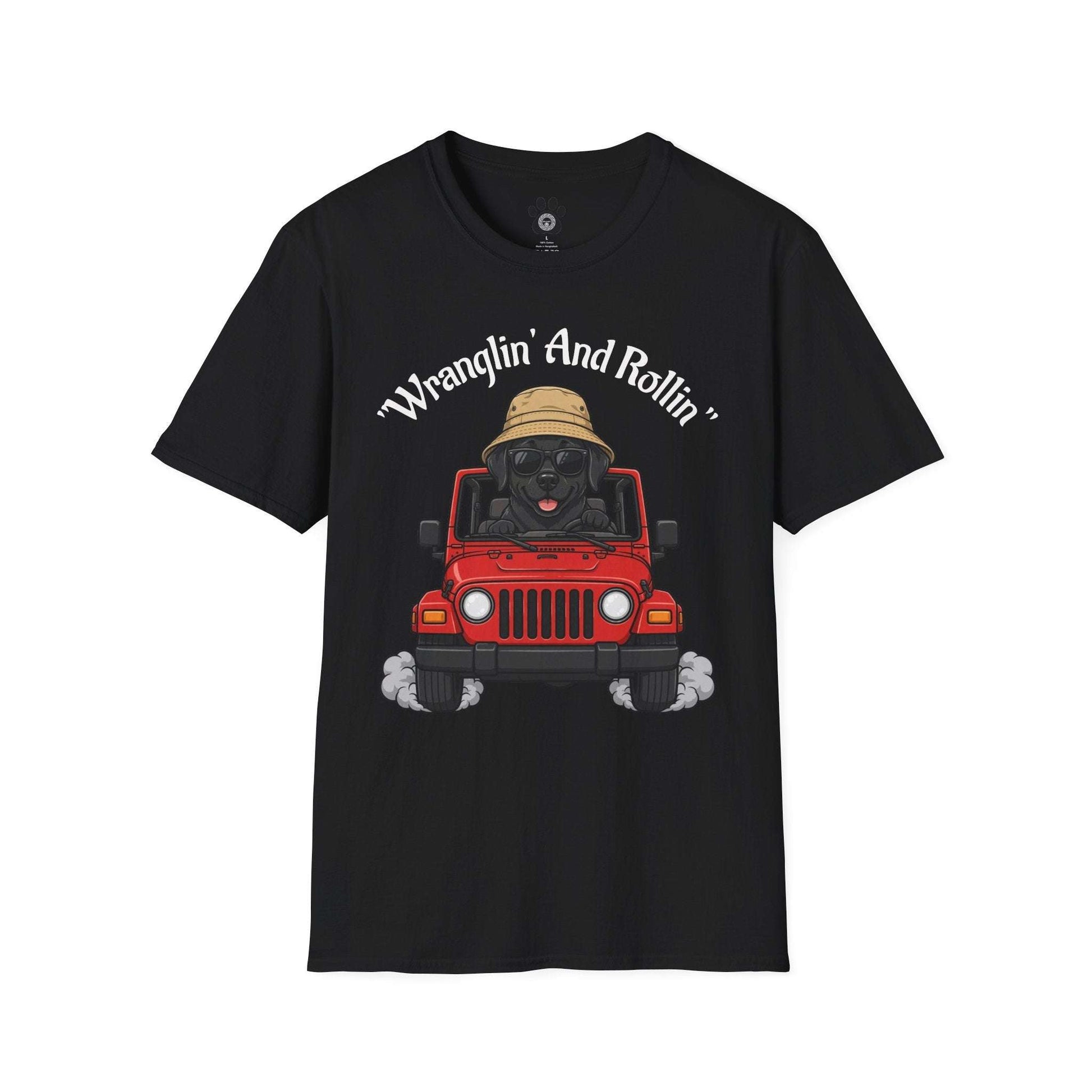 Unisex dog T-shirt with playful road-trip jeep design made of lightweight ring-spun cotton