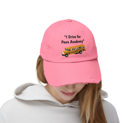 I Drive for Paws Academy Unisex Distressed Cap for Our School Bus Drivers