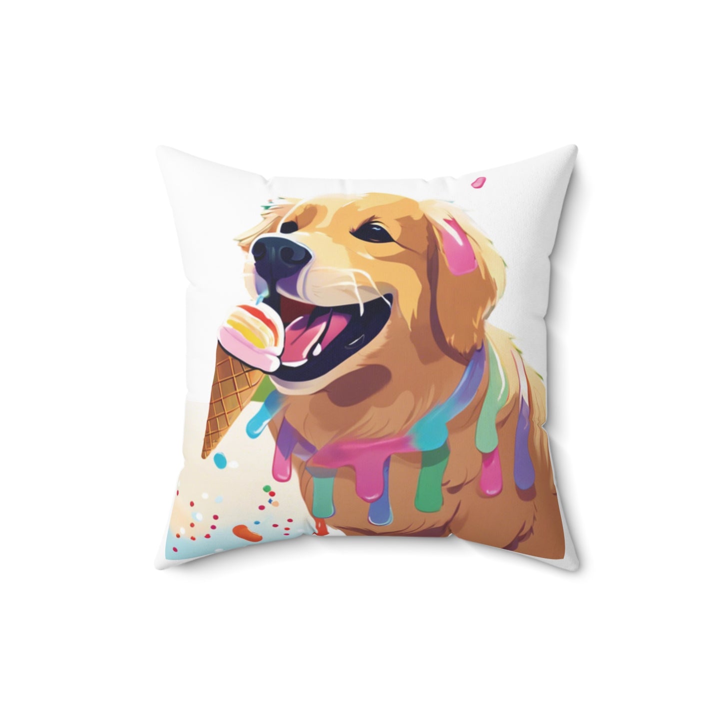 Ice Cream Dog Spun Polyester Square Pillow