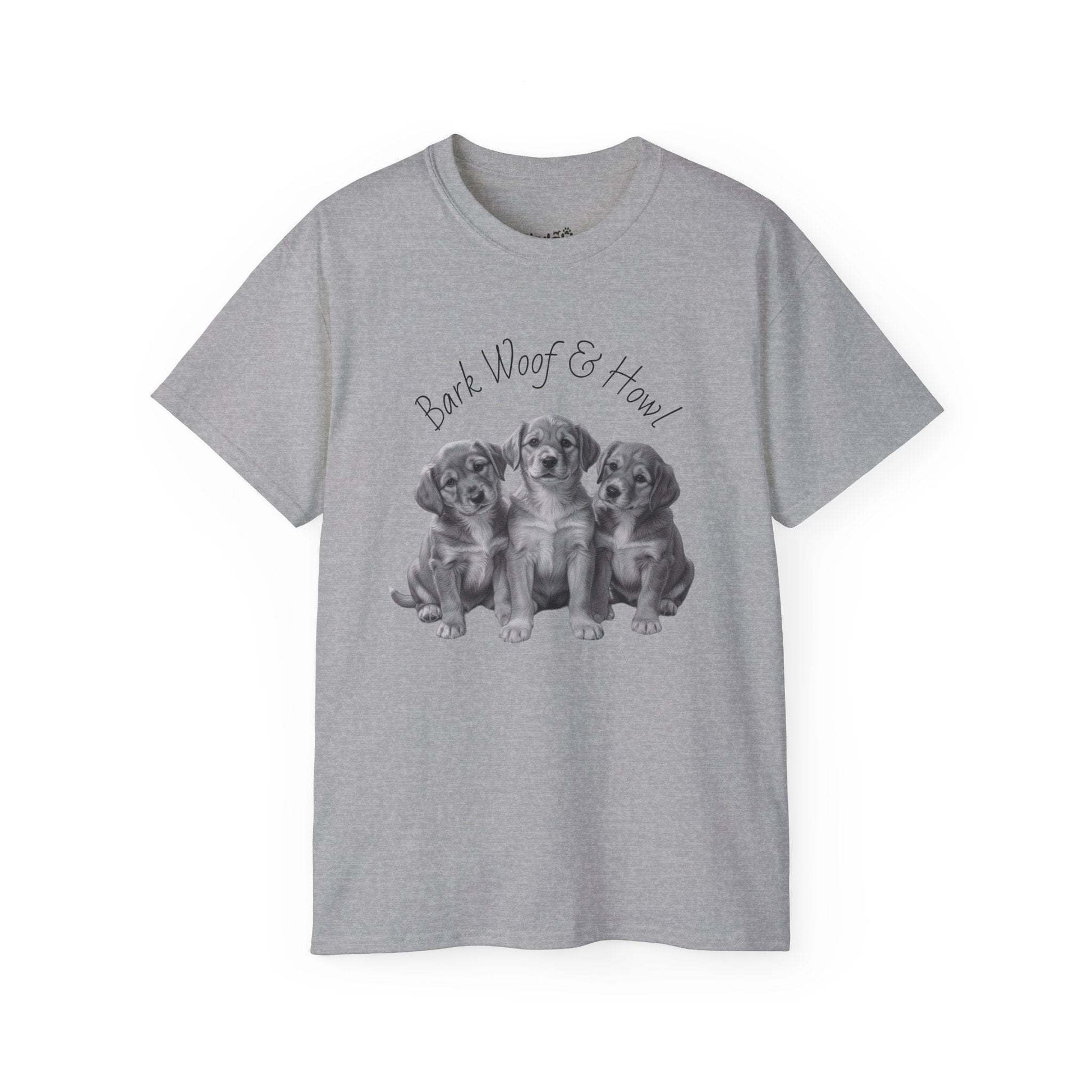 Bark Woof Howl T-Shirt - Cute Dog Graphic Tee for Comfortable Wear