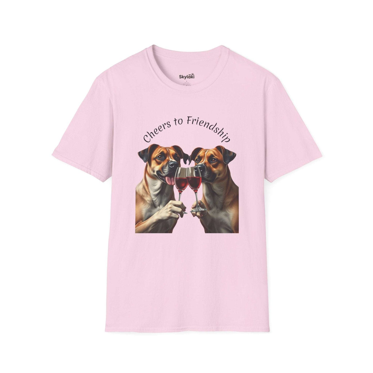 Cheers to Friendship Unisex Softstyle T-Shirt crafted from 100% ring-spun cotton