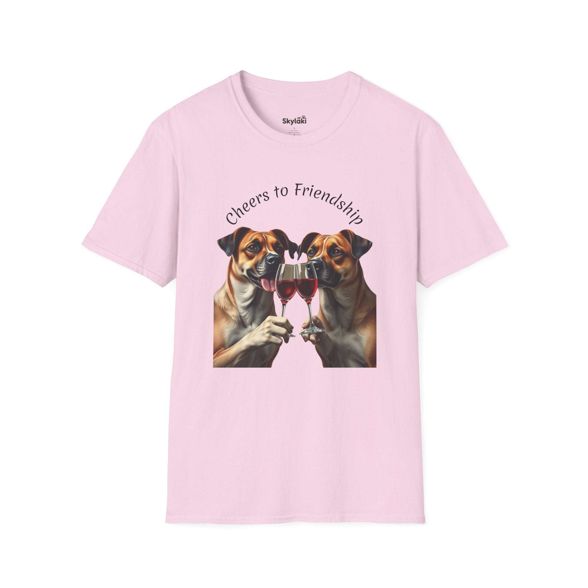Cheers to Friendship Unisex Softstyle T-Shirt crafted from 100% ring-spun cotton