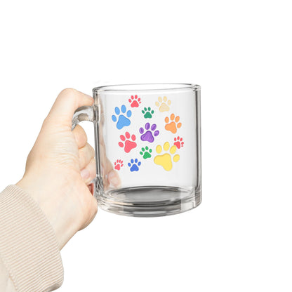 Glass Mugs Paw Print Design - Ideal 10oz Mug ideal for pet Lovers
