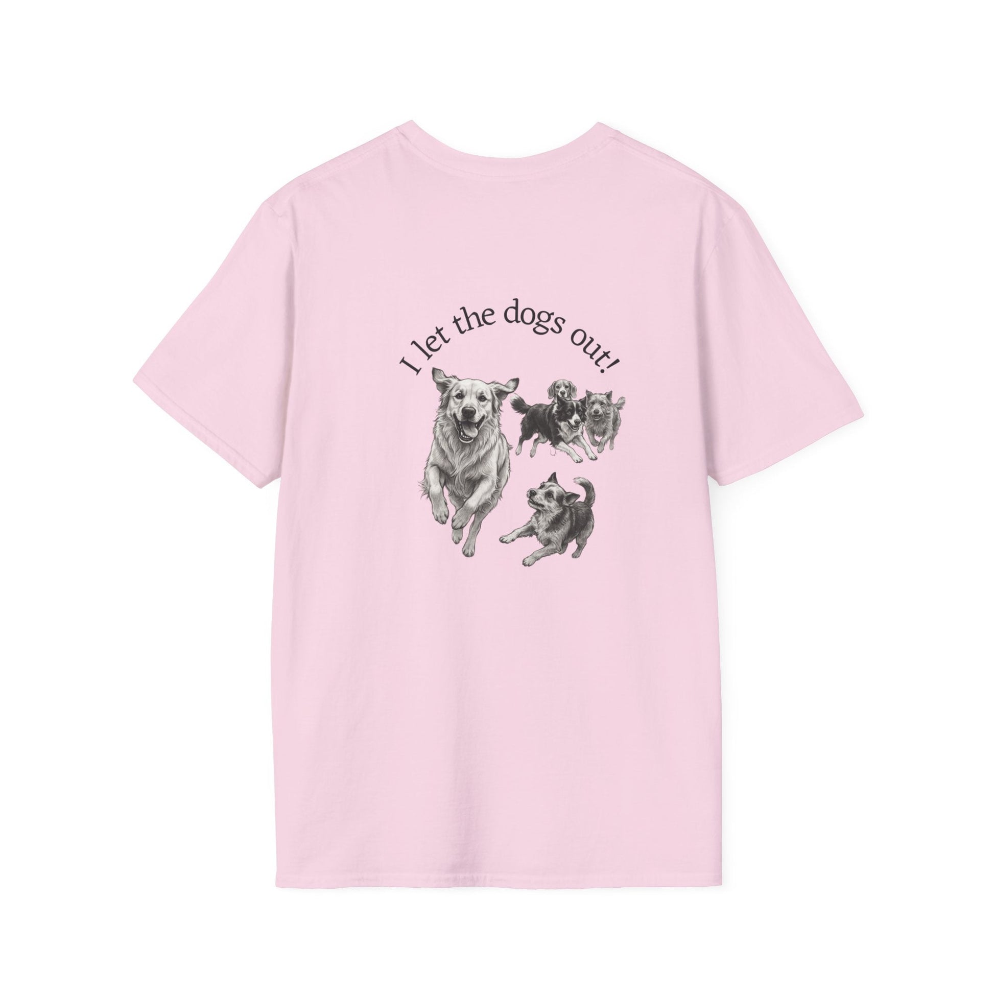 Skylaki Brand Paw Print Tee with "Who Let the Dogs Out?" text and heart paw print design