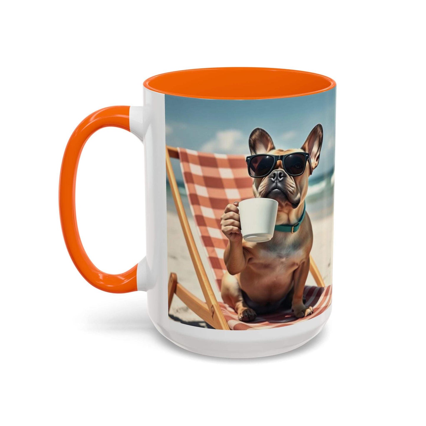 Beach Dog Accent Coffee Mug with a cheerful beach dog design, perfect for pet lovers.