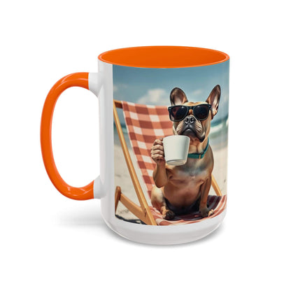 Beach Dog Accent Coffee Mug with a cheerful beach dog design, perfect for pet lovers.