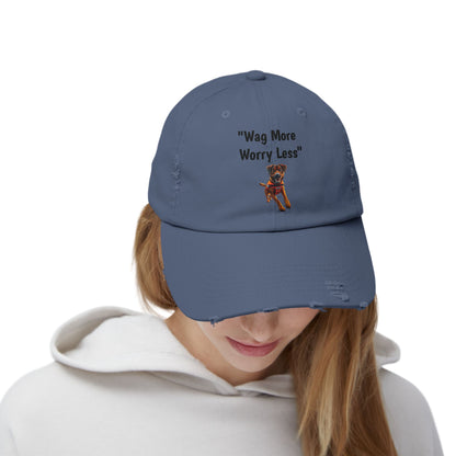 Unisex Distressed Wag More Worry Less Cap