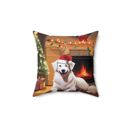 ChristMas Pup Spun Polyester Square Pillow