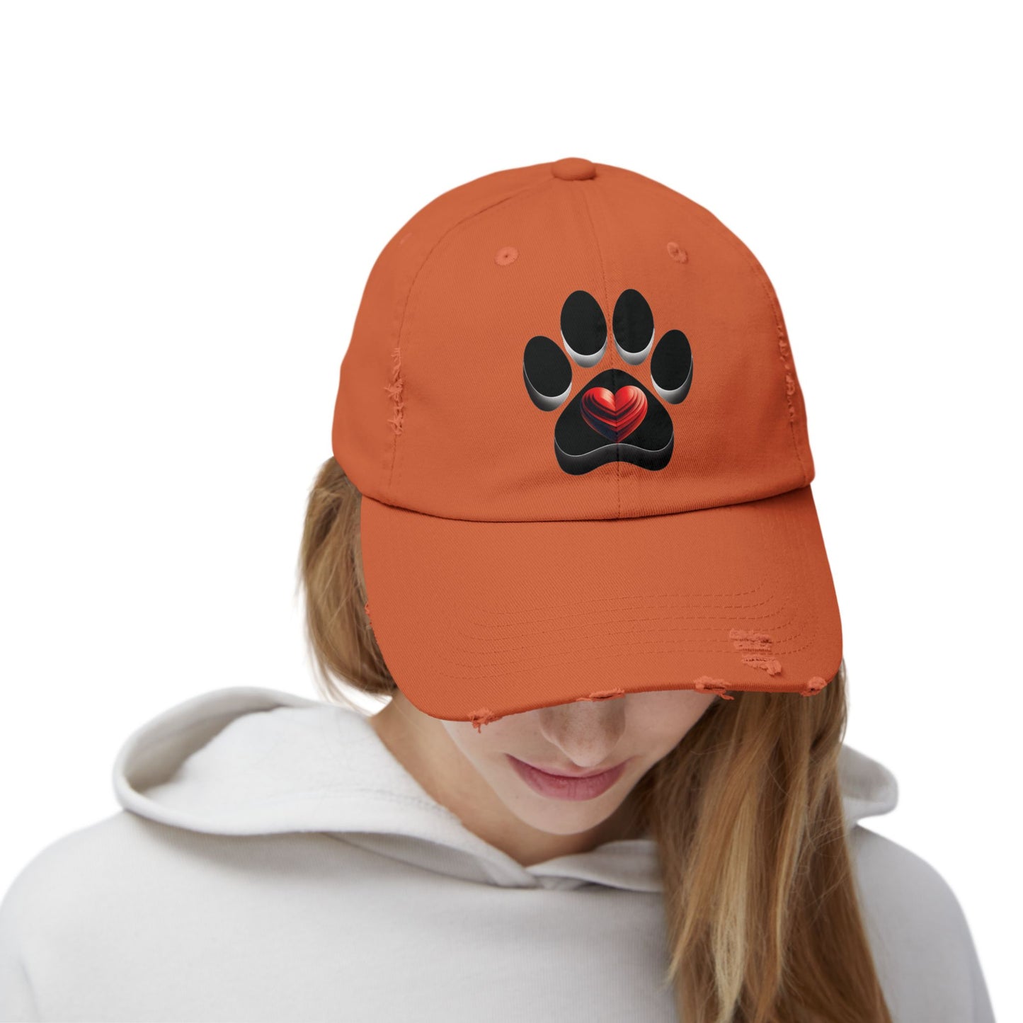 Paw Heart Unisex Distressed Cap