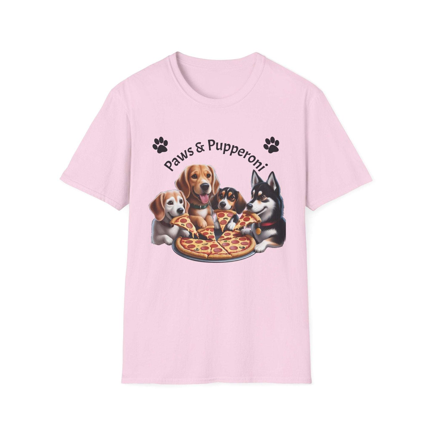 Paws & Pupperoni Pizza T-Shirt Soft Style — Cute Dog Lovers Tee