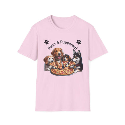 Paws & Pupperoni Pizza T-Shirt Soft Style — Cute Dog Lovers Tee