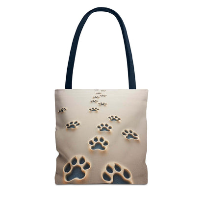 Paw Print Tote Bag with Black Handles - Stylish Accessory for Pet Lovers and Outdoor Activities