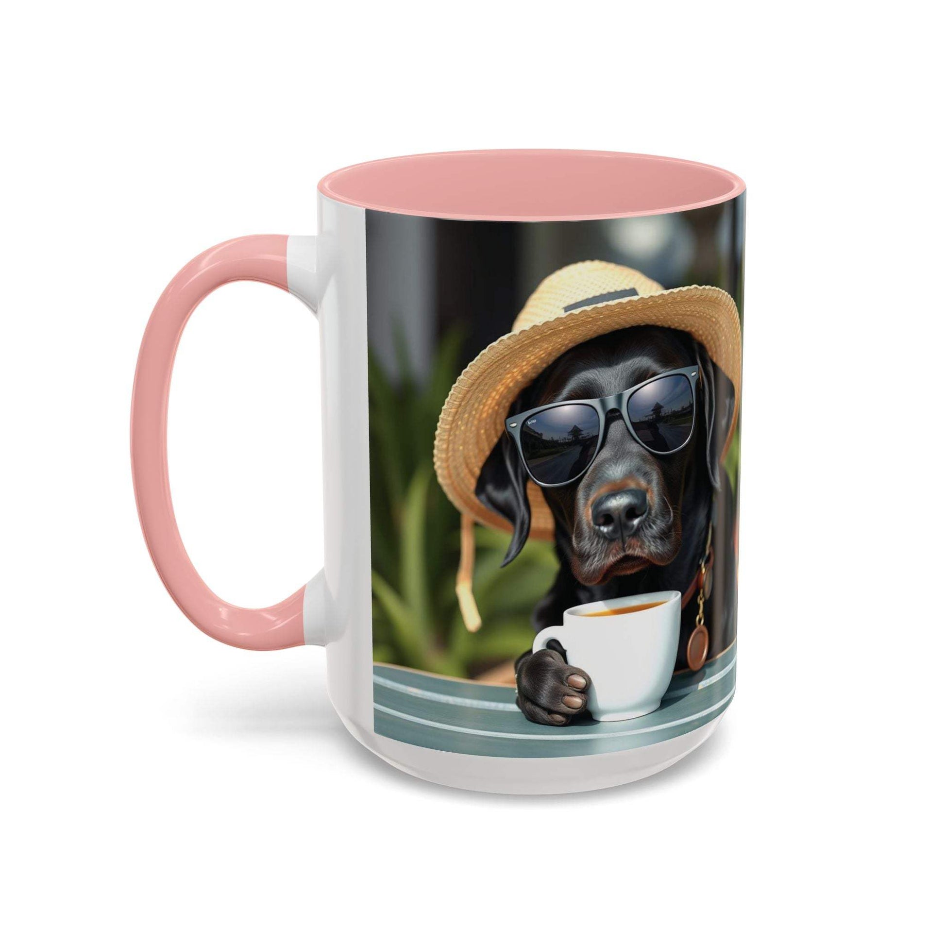 Dog-themed coffee mug with vibrant design, perfect for pet owners.