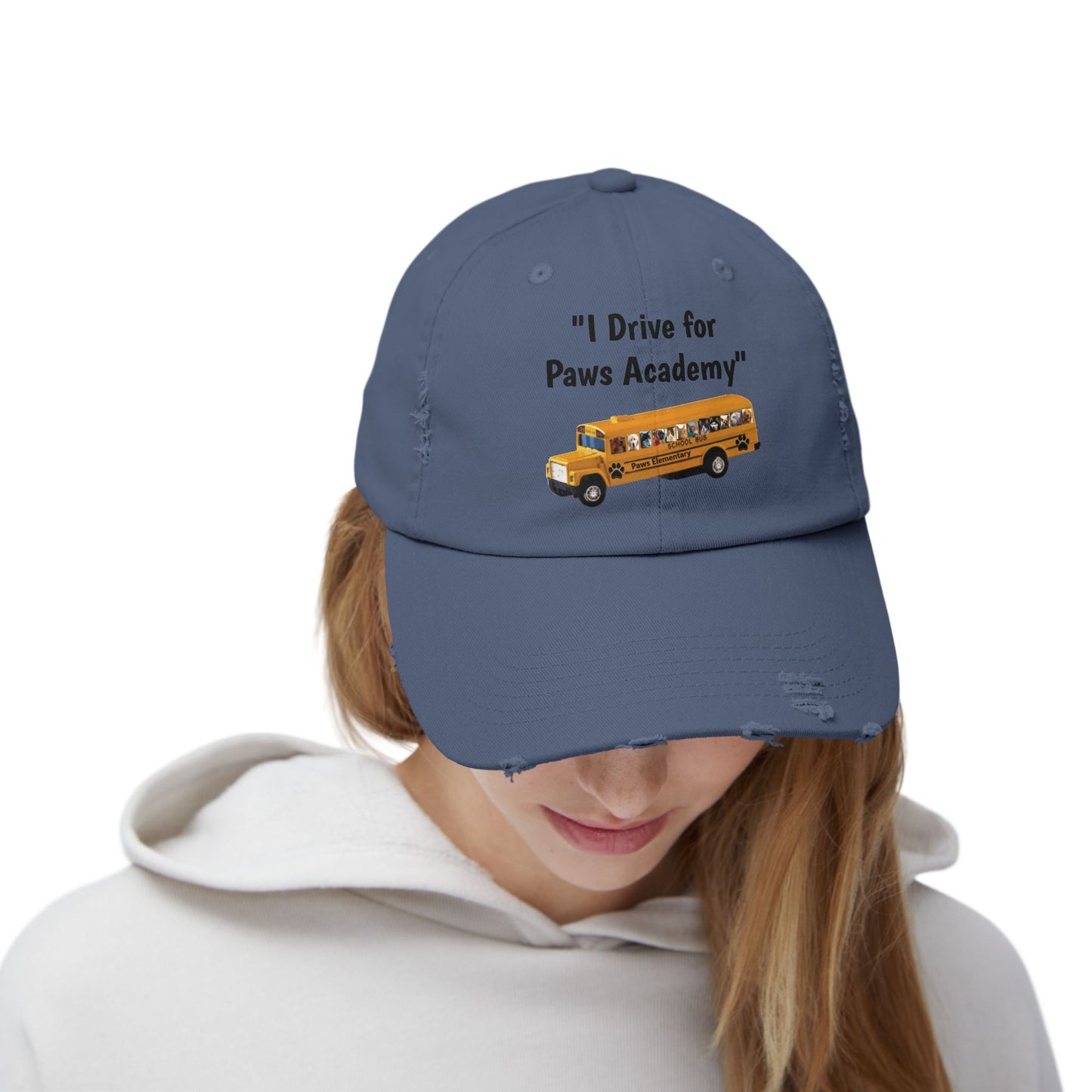 I Drive for Paws Academy Unisex Distressed Cap for Our School Bus Drivers