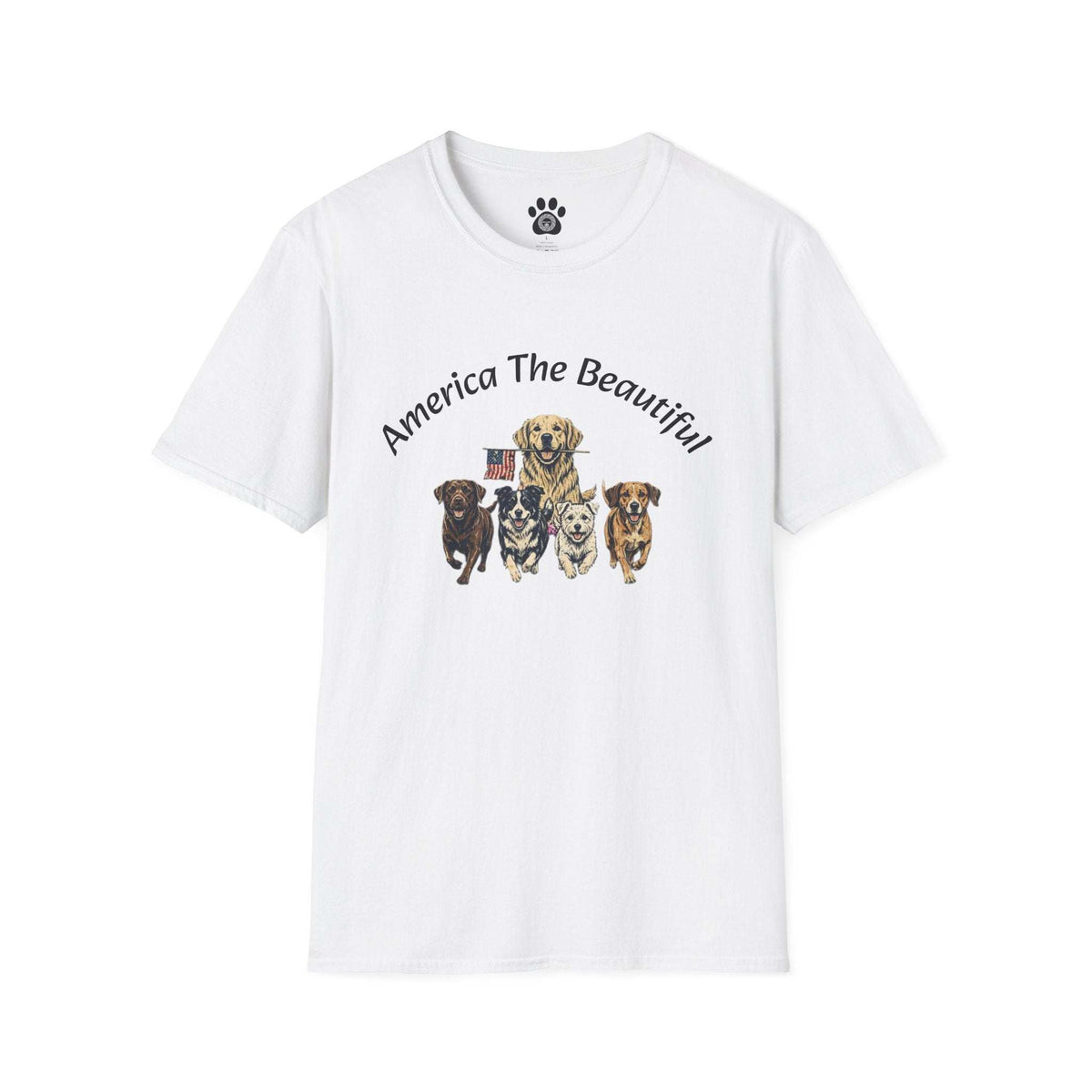 Vintage unisex America the Beautiful dog graphic T-shirt by Skylaki, 100% soft cotton