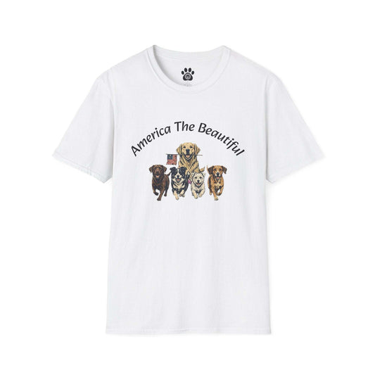 Vintage unisex America the Beautiful dog graphic T-shirt by Skylaki, 100% soft cotton
