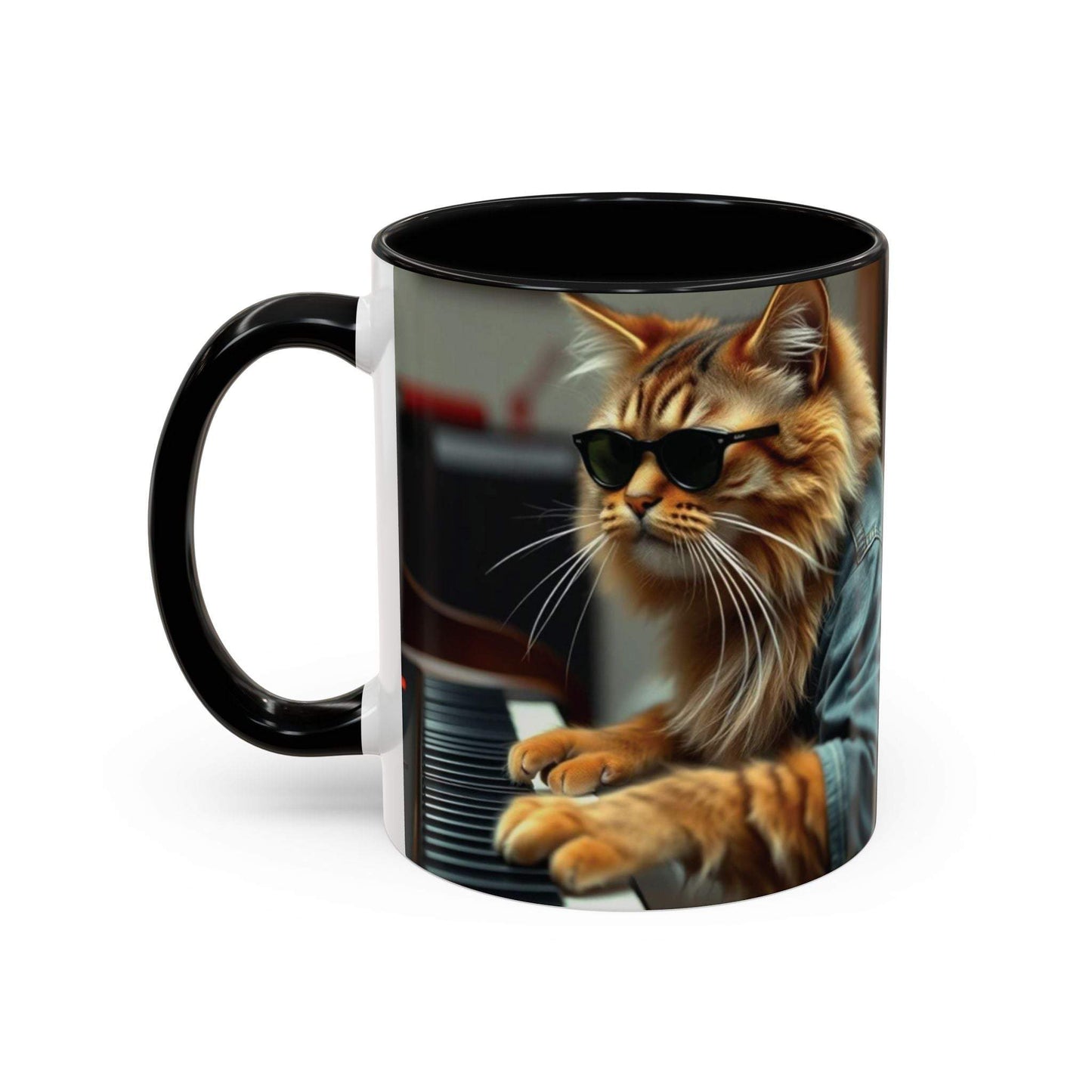 Cool Cat Musician Coffee Mug with vibrant design, ideal gift for cat lovers.