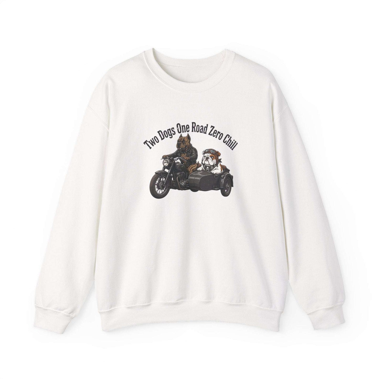 Unisex biker dogs motorcycle sweatshirt with vintage dog and bike illustration