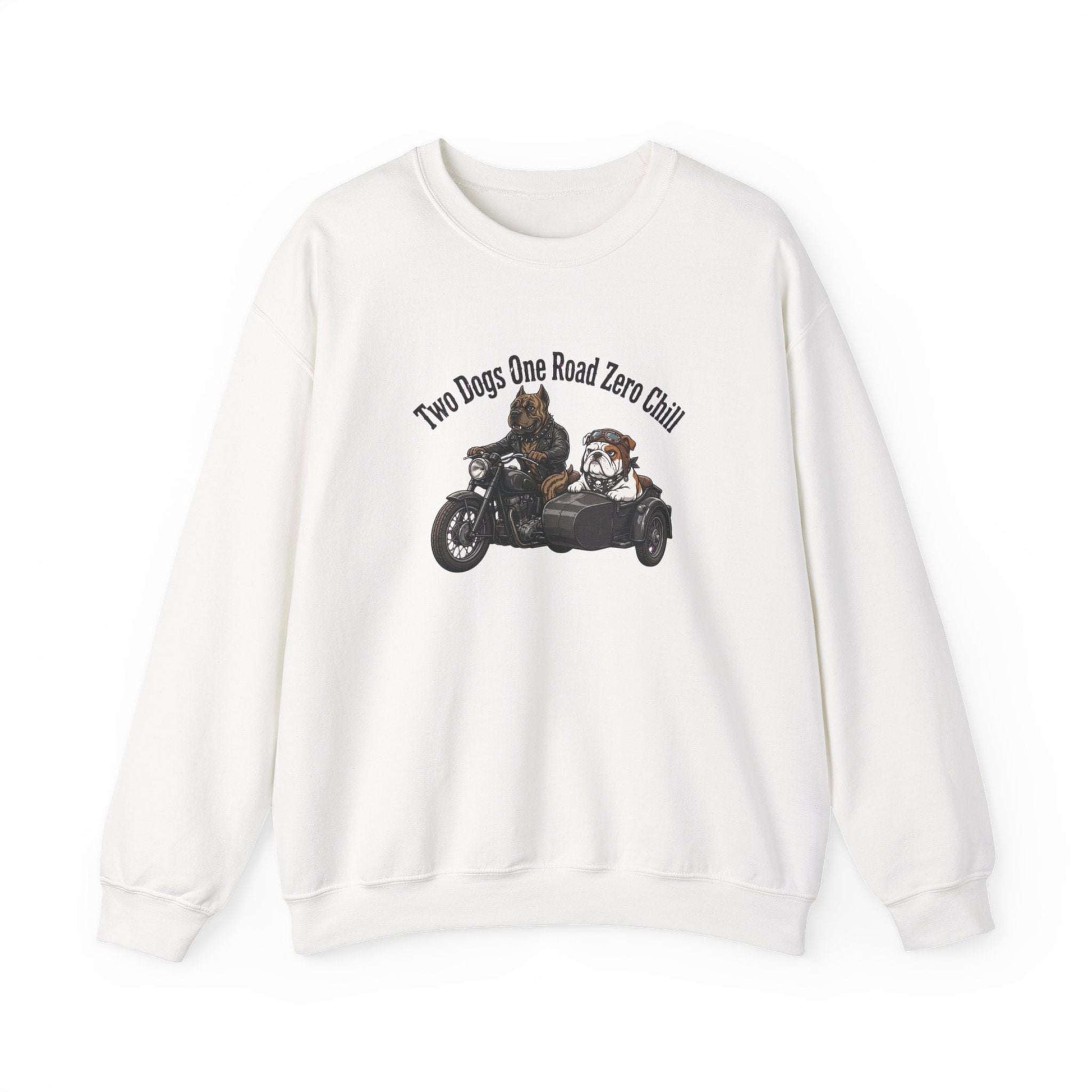 Unisex biker dogs motorcycle sweatshirt with vintage dog and bike illustration